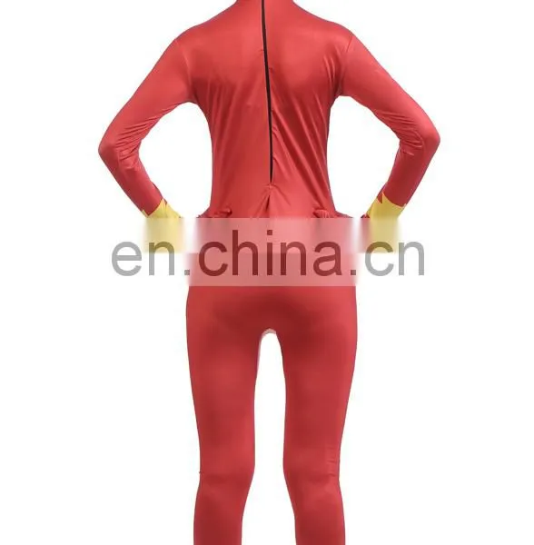 Red Zentai Full Stretch Bodysuit Hooded Mask Women Girls Cosplay Costume photo-4
