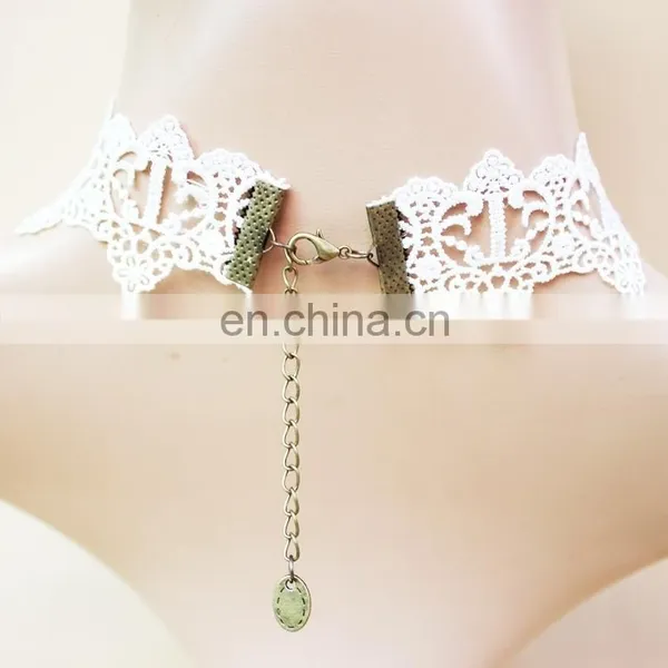 2015 Custom Elegant White Lace Necklace Bridal Jewelry With Pearl photo-3