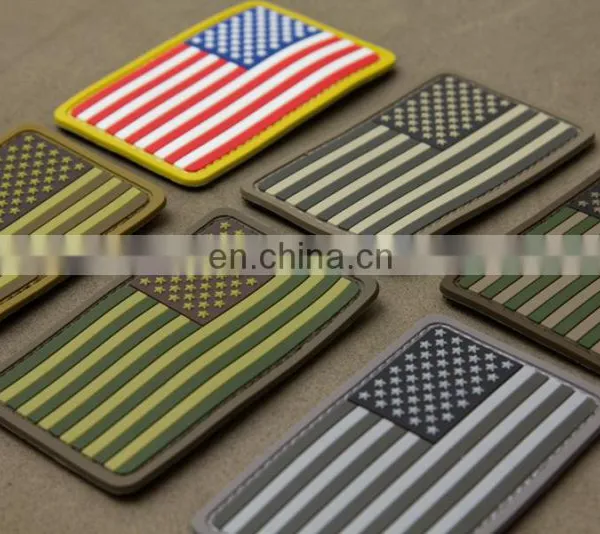 Customized Color Top Quality No Mold Cost USA American Flag Tactical Morale Soft Rubber Custom PVC Patch photo-2