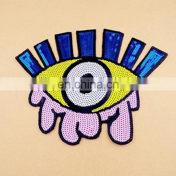 Sequins Patches Sewing Embroidery Patch EYE Motif Applique Sewing On Sequins photo-2