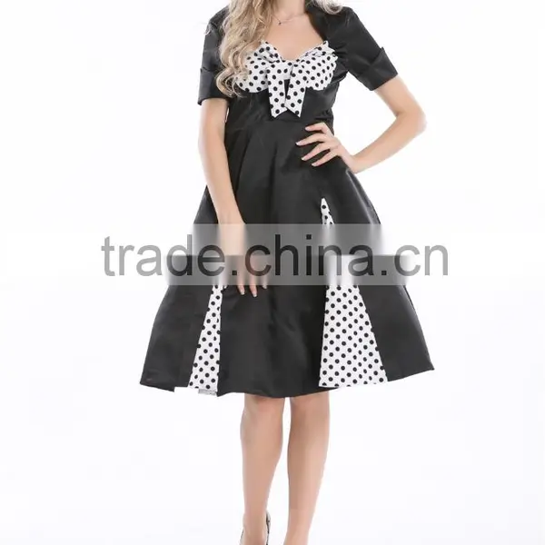 Wholesal 2014 Whloesale Ladies 1950's Vintage Style Black Polka Dot Halter Neck Rockabilly Dress New 8 - 26 ou photo-4