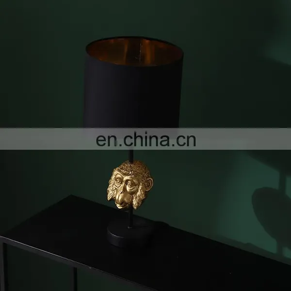 China Wholesale Classical Animal Monkey Head Shape Resin Base Gold Desk Lights for Hotel Home Decor photo-2