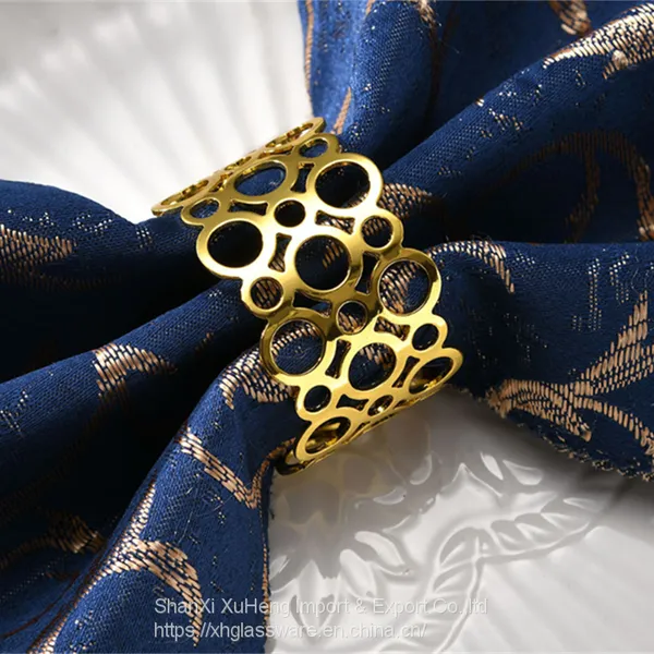 Gold Napkin Ring Metal Hallow Out Vortex Napkin Buckle Creative Tableware Decoration photo-3