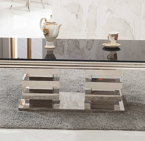 Latest Coffee Table Stainless Steel Base Marble Table Sets Superior Quality Center Table for Living Room photo-3
