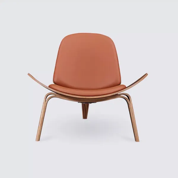 Design Tripod Armchair in Cognac Full Grain Leather and Rosewood – Carl