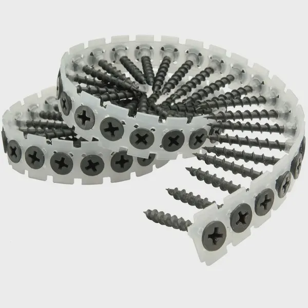 China Manufacturer Magazine Screws Plastic Strip Coarse Thread Yellow Zinc 25/35/40mm for Metal Studs, High Hardness