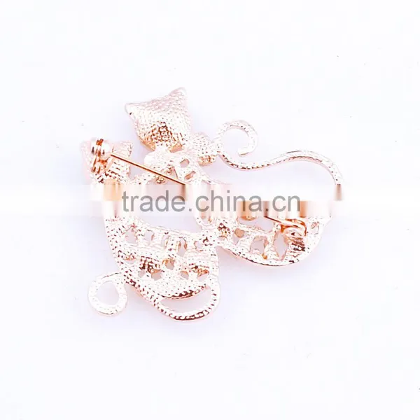 Alloy Brooch Rhinestone Brooch Lovely Double Cat Brooch Pearl Brooch photo-4