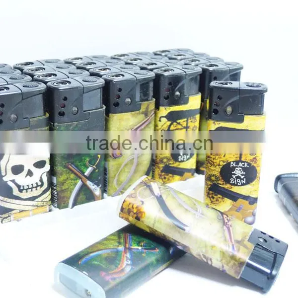 Customer Sticker Gas Windproof Flame Lighter Plastic Cigar Lighters photo-2
