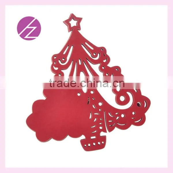 2016 New Design Laser Cut Paper Fashion Happy Christmas Wine Glass Place Card JK-74 photo-2