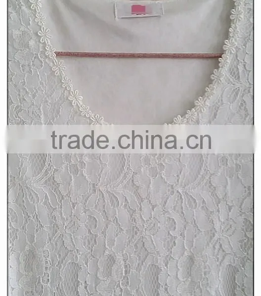 Sweet Short Sleeve Lace T-shirt White Cotton Summer Top for Lady photo-5