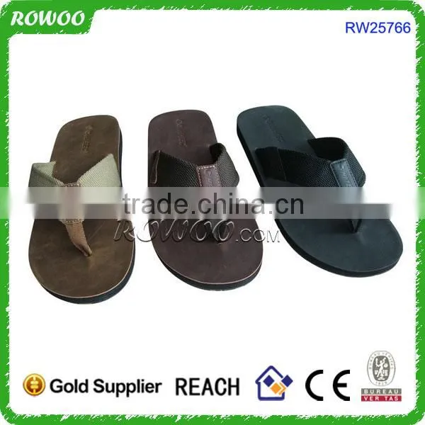 Brown Leather PU Upper Men Sandal Shoes Slipper PU photo-4