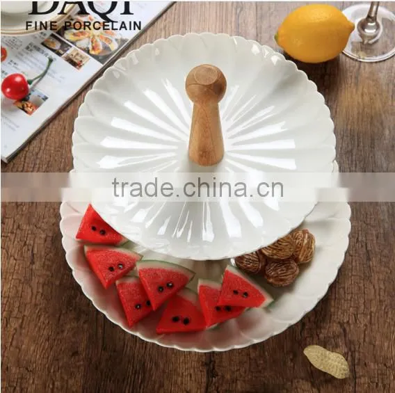 Two Layers of Fruit Cake Dessert Ceramic Double Disc HY1671602 photo-2