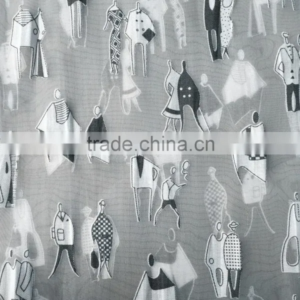 Cheap T/R Cutting Motif Woven Organza Fabric