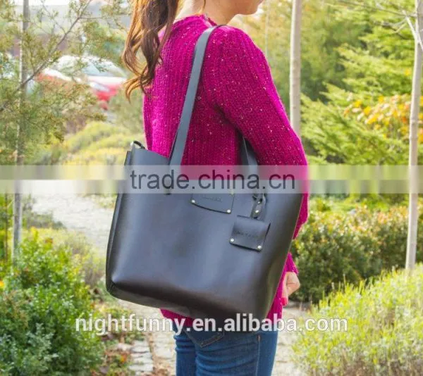 Croisette Monogram Leather Tote Bag. Monogrammed Shopping Bag.Gift for Her. Brown/black/salmon Shoulder Bag. Gift for Her. photo-3