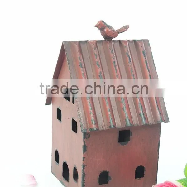 Rustic Outdoor Wholesale Red Metal Bird House photo-3