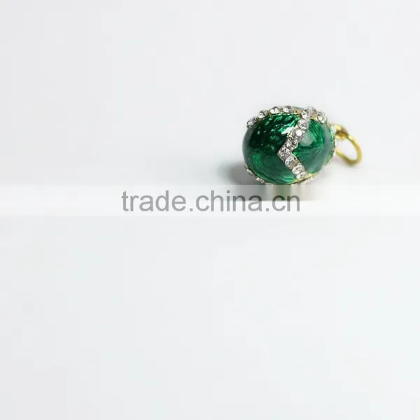 Customized Metal Green Enamel Pendant Crystal Stone photo-2
