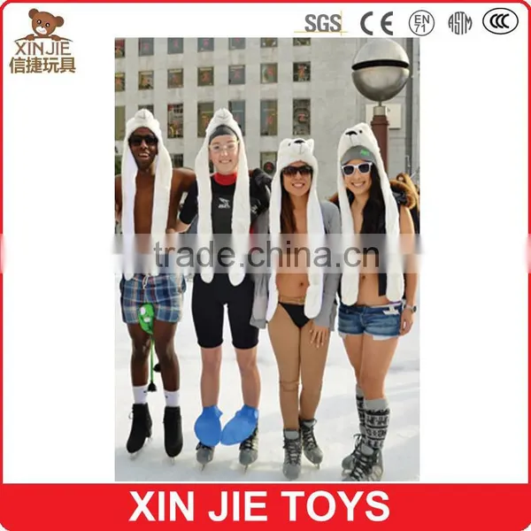 Animal Plush Head Hat With Long Scarf Gloves Paws photo-2