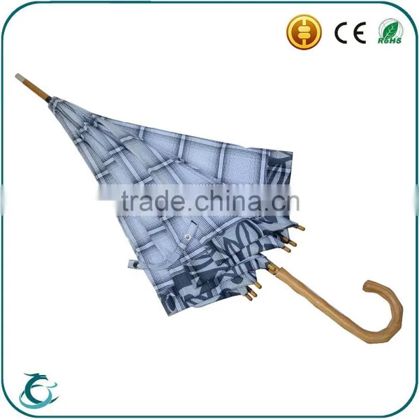 China Umbrella Factory J Handle Wooden Straight Umbrella With Windproof photo-5