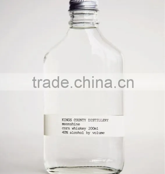 200ml Clear and High Quality Glass Flask Whiskey Bottle With Aluminum Cap Quality Choice