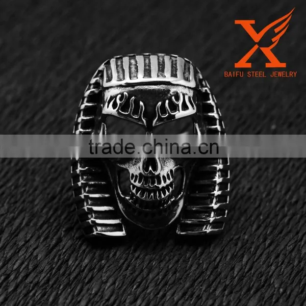In Stock 316L Stainless Steel Jewelry Men's Garden Flower Classic Indian Skull Ring for Man Punk Style photo-4