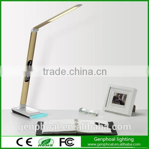 Sliver or Golden Ultra-thin Base All Metal Struchure LED Table Lamp With VA LCD Calendar Display photo-2