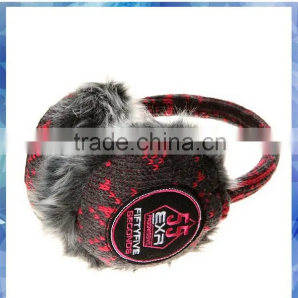 Pink and Grey Fairisle Knitted Foldable Earmuffs With Applique photo-4