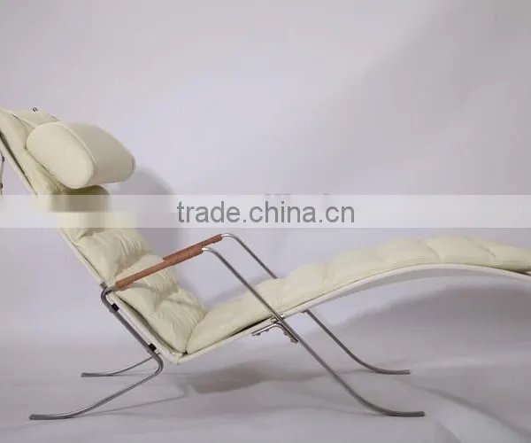 Wholesale Floor Lounge Chair FK87 Lounge Chair Grasshopper White Leather photo-2