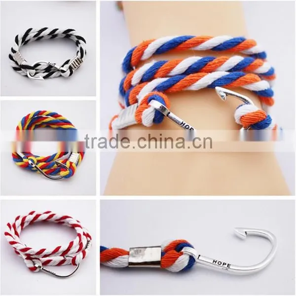 Leather Rope Stainless Steel Gold Anchor Bracelet/Hook Bracelet Anchor Wholesale photo-5