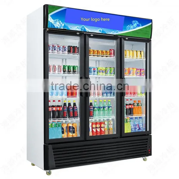 New Three Glass Door Beverage Display Fridges With Hinged Door
