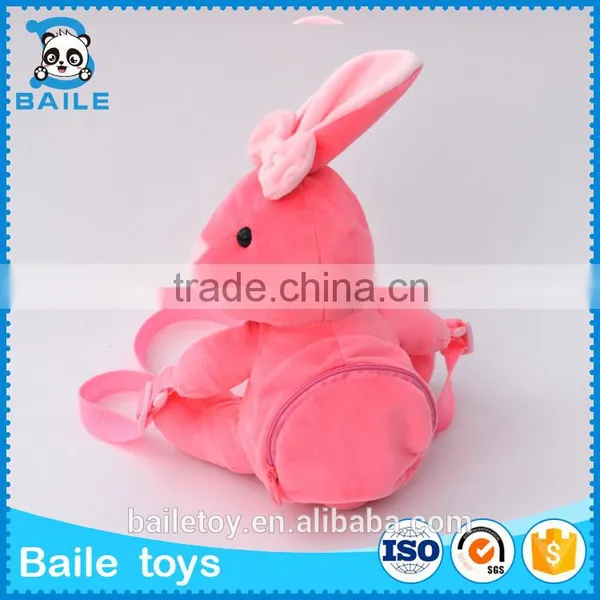 Custom Plush Pink Rabbit Kids and Baby Backpack photo-3