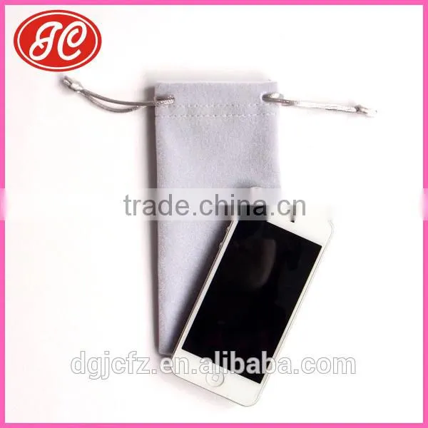 no Logo Pure Color Grey Microfiber Mobile Phone Bag