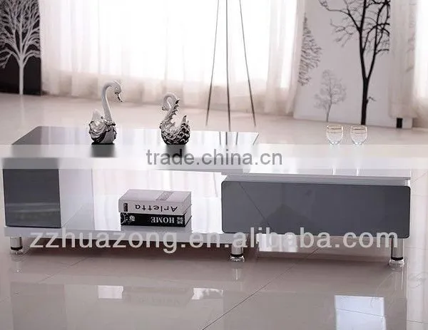 White Gloss MDF TV Stand With Tempered Glass photo-2
