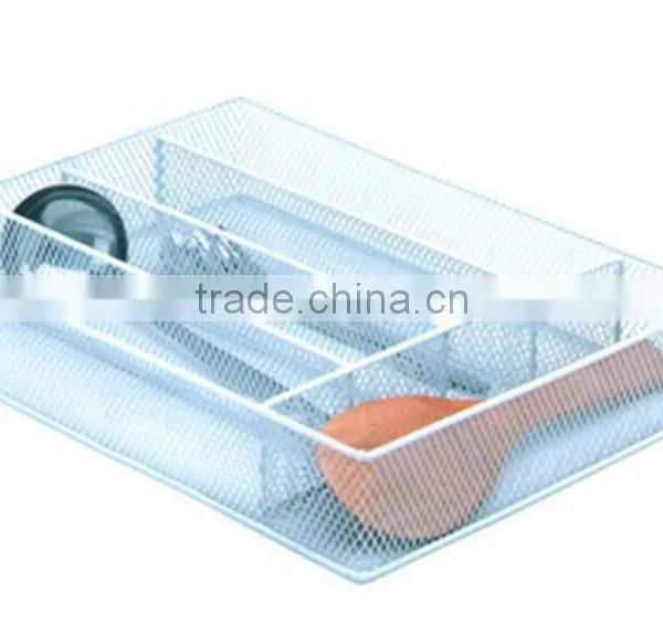 Store More Good Quality 5 Compartment White Metal Mesh Cutlery Tray photo-2