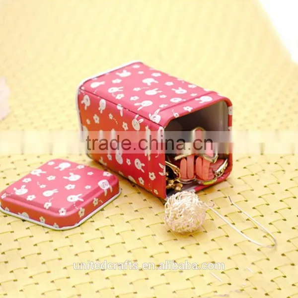 Jewelry Earrings Iron Metal Trinket Tin Tea Small Coin Box Cases Storage Square photo-5