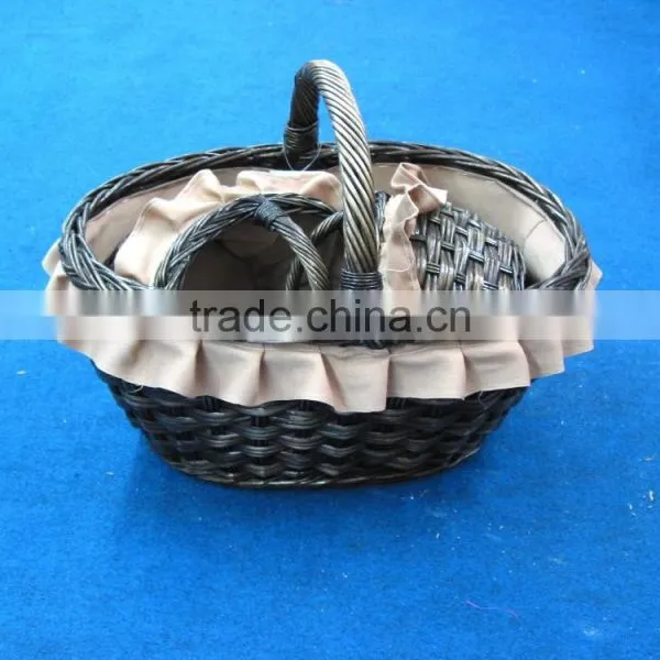 Handmade Wicker Household Decorations Wicker Basket of Fruit Brown Retro Basket Weaving Crafts Basket Spring Outing Picking Bask photo-2