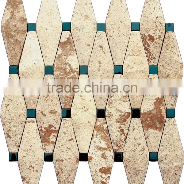 MM-CV221 Best Selling Home Decoration Natural Stone Diamond Mix Brown Limstone Mosaics Tiles photo-2