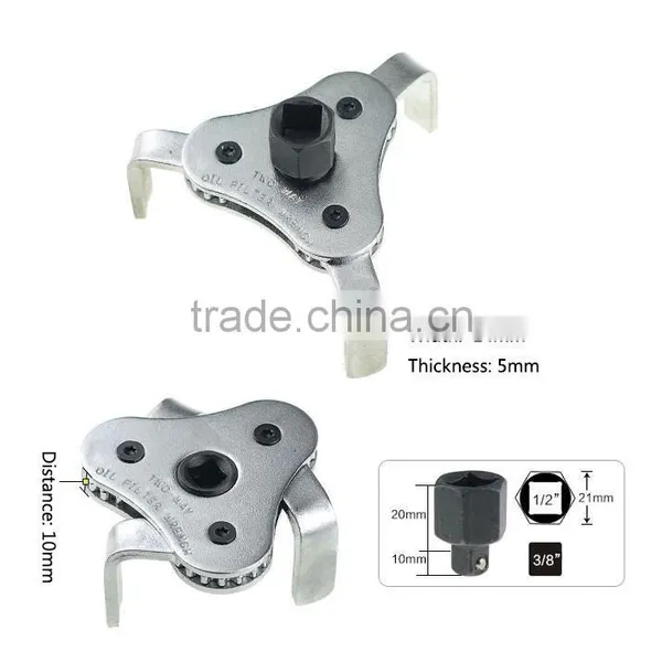 1/2 Drive Auto Adjust 2 Ways 3 Jaw Round Chrome Plated Flat Type Oil Filter Wrench photo-4