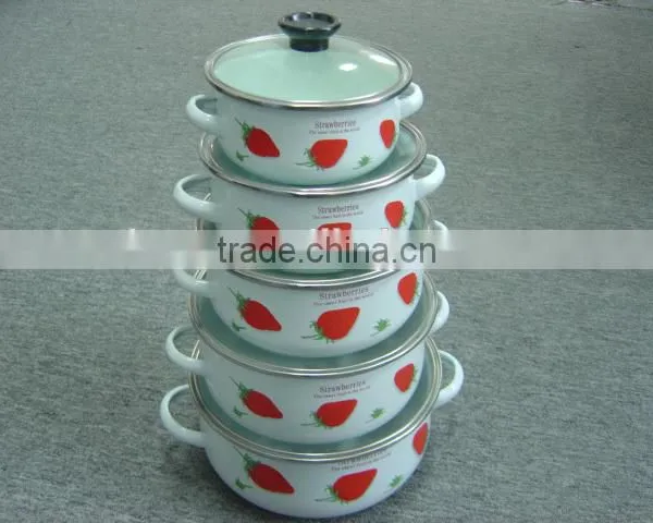 673DG 16-24CM Enamel Casserole Cookware With Glass Lid photo-2