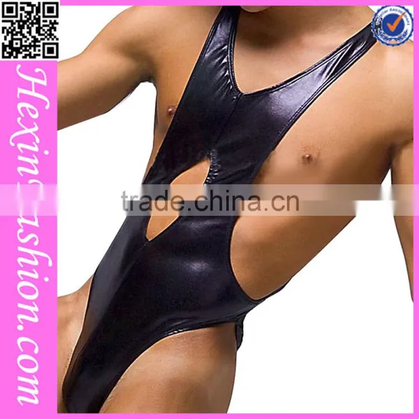 Black Men Leather Jumpsuit Club Wear NO MOQ photo-4