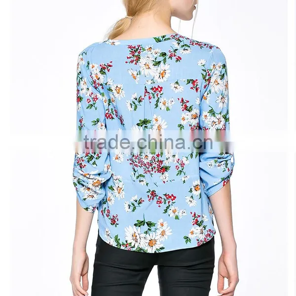 China Fashion Factory Manufacturer Summer Prints Images of Ladies Casual Tops photo-5