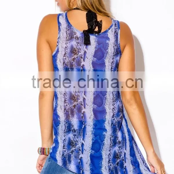 2016 Women Snake Print Chiffon Party Tank Top photo-5