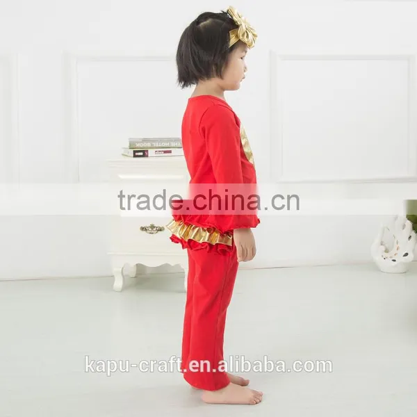 Fall Latest Boutique Girls Halloween Outfits With Pumpkin Wholesale Kids Cotton Orange Chevron Ruffle Pants Clothing Sets photo-6