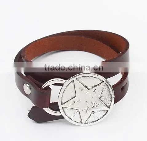 New Design 2015 Leather Wrap Bracelet I Love You Heart Buckle Leather Wrap Bracelet Custom Logo Letter Buckle Leather Bracelet photo-4