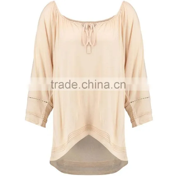 Brand Customzied Linen Plain Beige Blouses Tops For Ladies Casual Cotton Crochet Cold Shoulder Tops photo-2