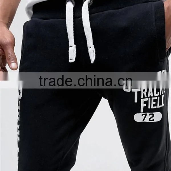 Custom Print Slim Fit Joggers With Cuffed Hem Men Gym Pants With White Drawstring photo-4