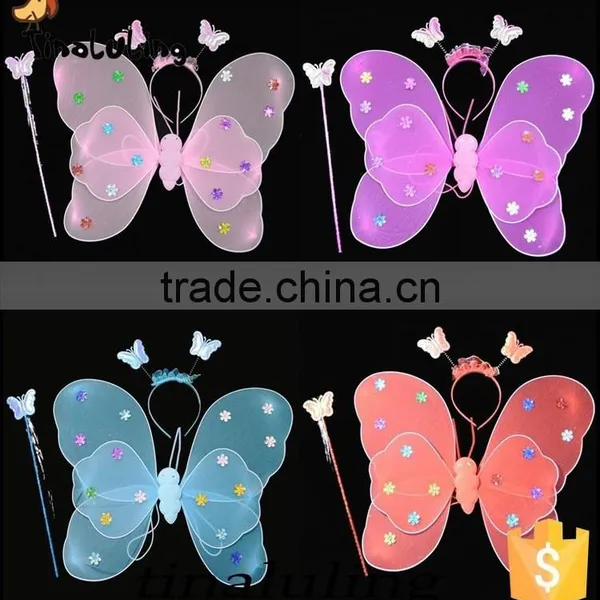 New Products Girls Fairy Wings Butterfly Shape Cheap Wings 3pc a Set Party Supplies photo-2