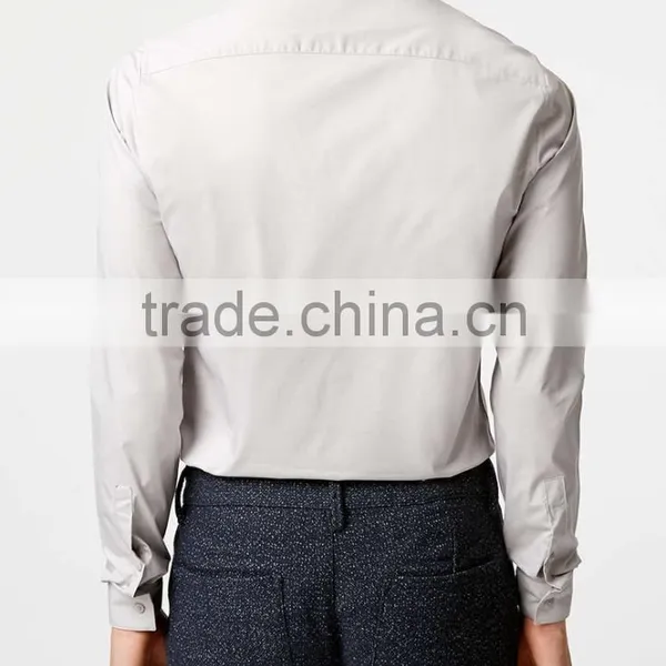 Slim Fit Light Grey Long Sleeve Stretch Smart Shirt photo-3