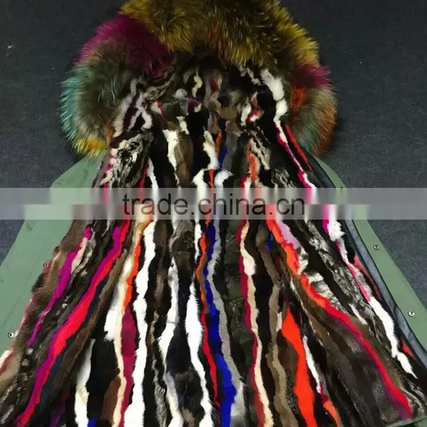 Myfur Customized Random Color Big Raccoon Fur Hood Patchwork Fur Lining Ladies Parka photo-5
