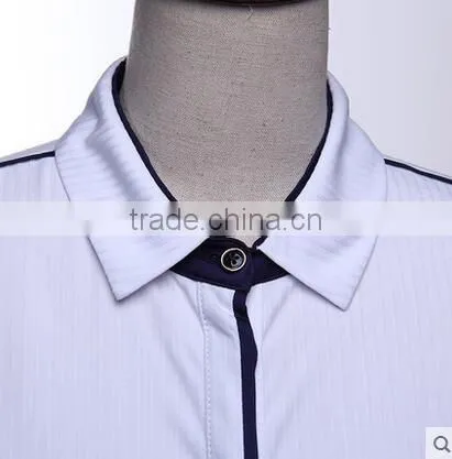 Custom Beautiful Latest Formal Office Lady White Blouse Uniform New Blouse Design photo-3