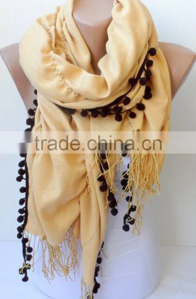 Jasmine Ruffle Pashmina Scarfs Ruffle Pashmina Scarves Pompom Scarf Frilly Women Scarf Wedding Scarf Jasmine Scarfs Fashion Acce photo-4